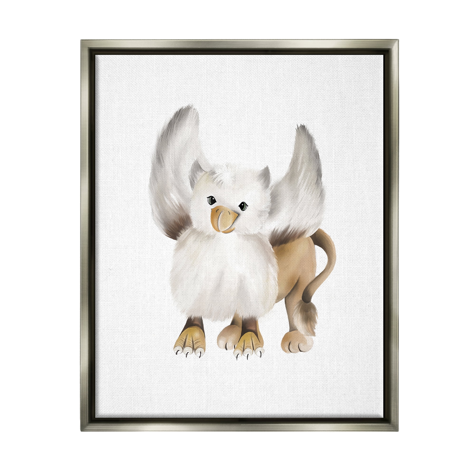 Stupell Industries Mythical Fantasy Creature Winged Hippogriff Painting Painting Luster Gray Floating Framed Canvas Print Wall Art, Design by Studio Q