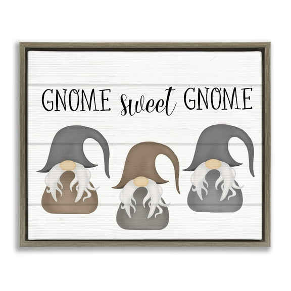 Stupell Industries Mythical Garden Elf Pun Typography Painting Brown Floater Framed Canvas Art Print Wall Art, 21 x 17