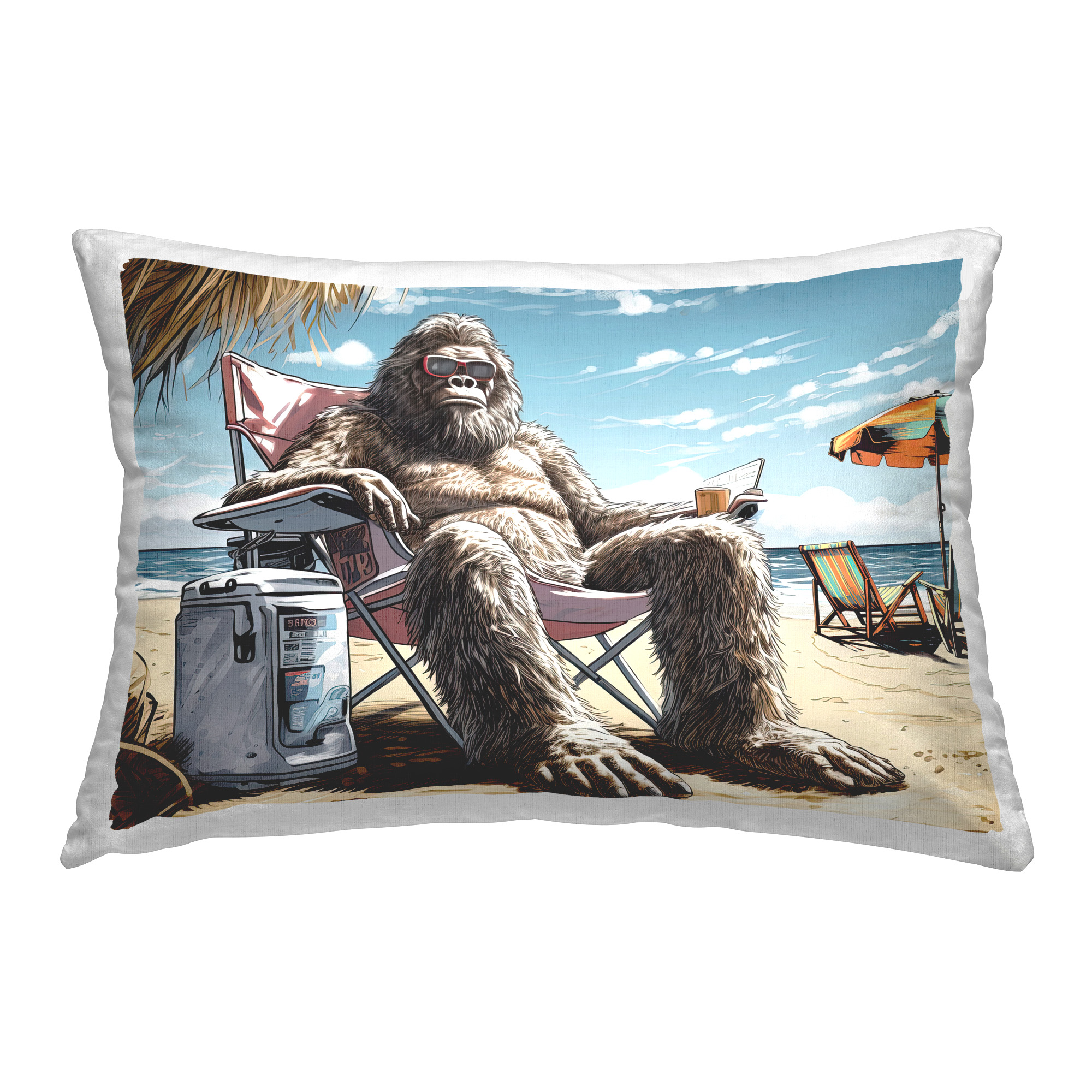 Stupell Industries Mythical Monster on Beach Decorative Printed Throw Pillow Design by Jim Baldwin