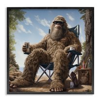 Stupell Industries Mythical Monster on Beach Fairy Tales & Fantasy Painting Black Framed Art Print Wall Art, 12 x 12