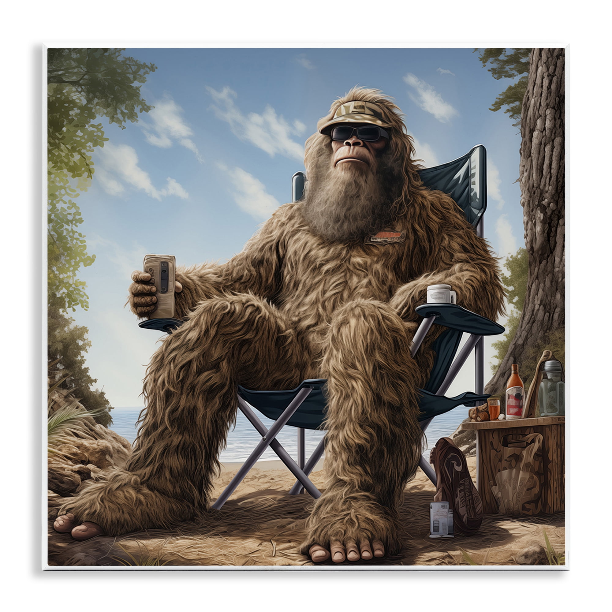 Stupell Industries Mythical Monster on Beach Fairy Tales & Fantasy Painting Unframed Art Print Wall Art, 12 x 12