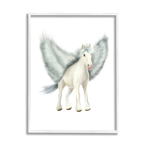 Stupell Industries Mythical Pegasus Creature Flying Horse Fantasy Painting Painting White Framed Art Print Wall Art, Design by Studio Q