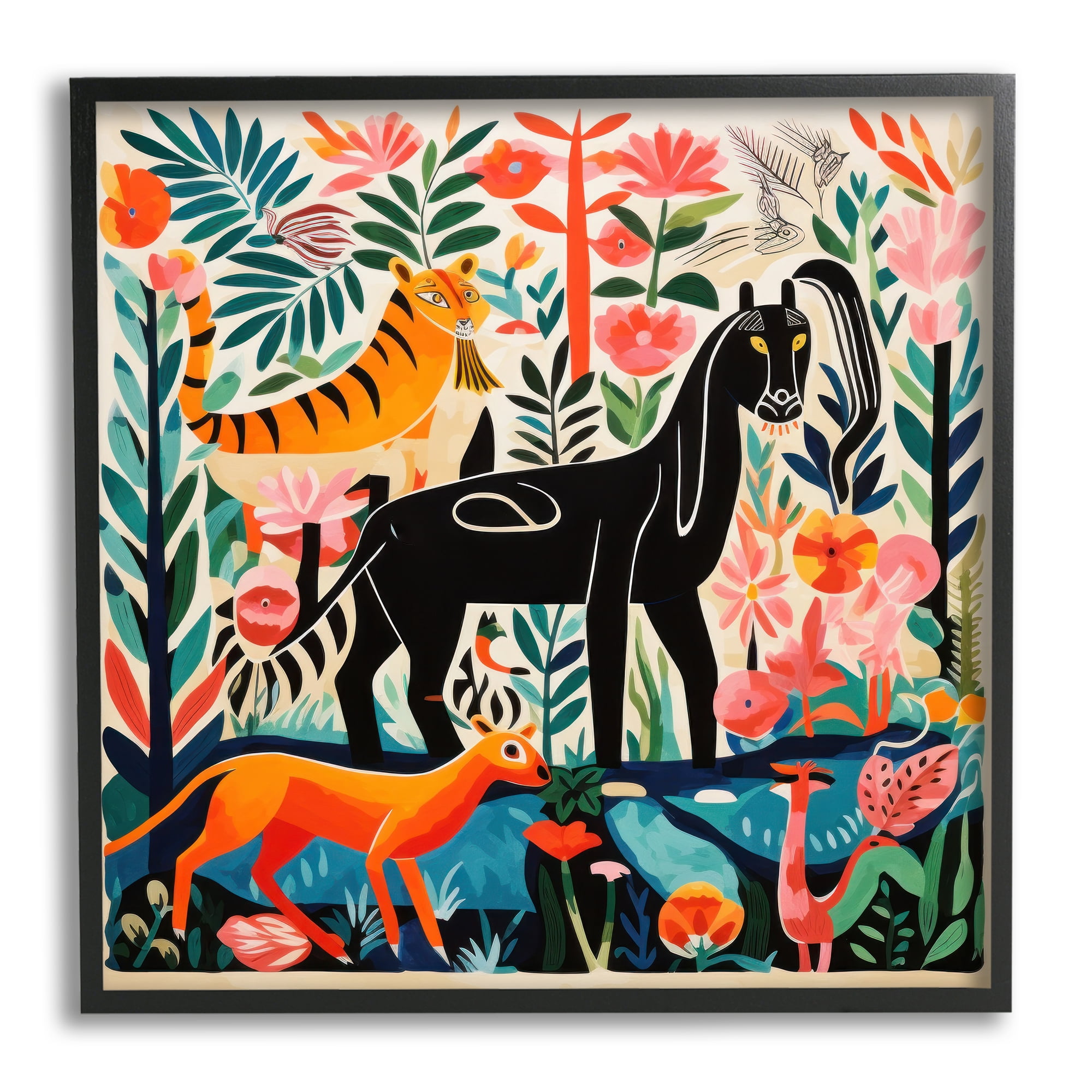 Stupell Industries Mythological Wildlife & Botanicals Animals & Insects Painting Black Framed Art Print Wall Art, 17 x 17