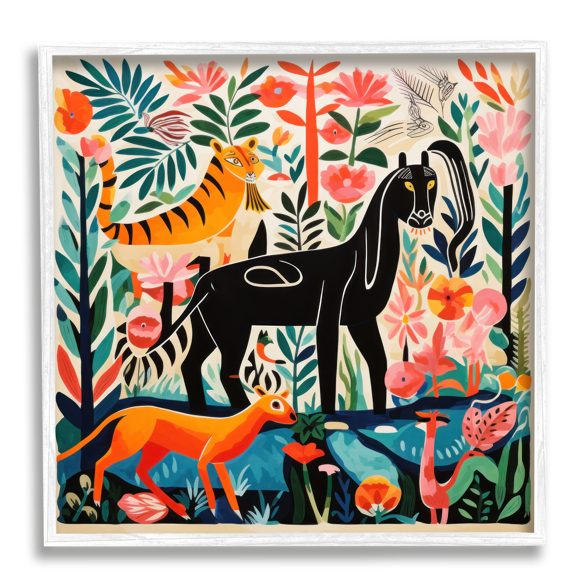 Stupell Industries Mythological Wildlife & Botanicals Animals & Insects Painting White Framed Art Print Wall Art, 17 x 17