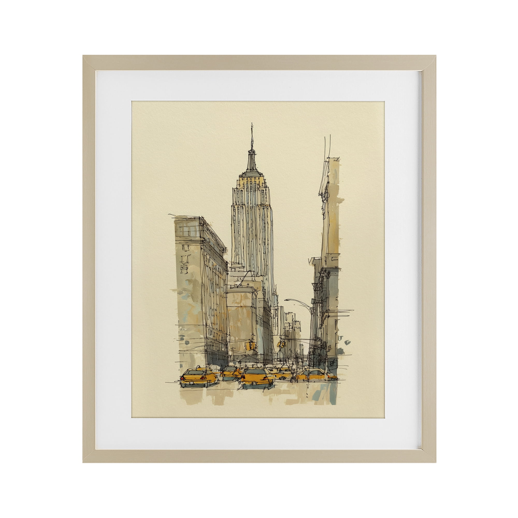 Stupell Industries NY City Lines Contour Birch Framed Print Under Glass, design by Svetlana Aleynikova