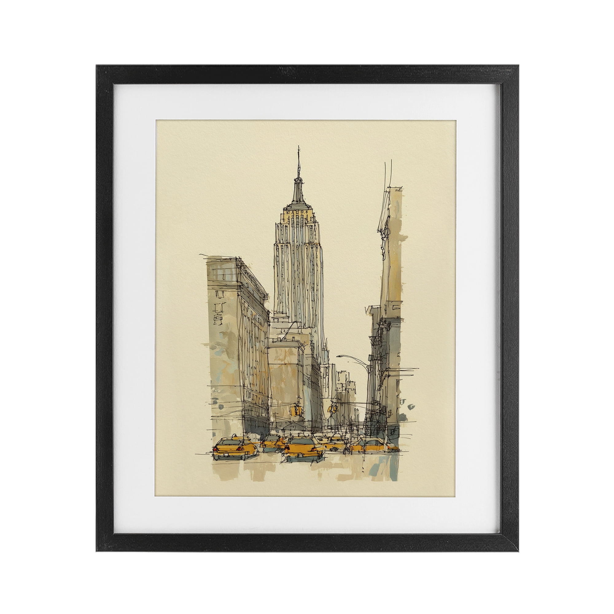 Stupell Industries NY City Lines Contour Black Framed Print Under Glass, design by Svetlana Aleynikova