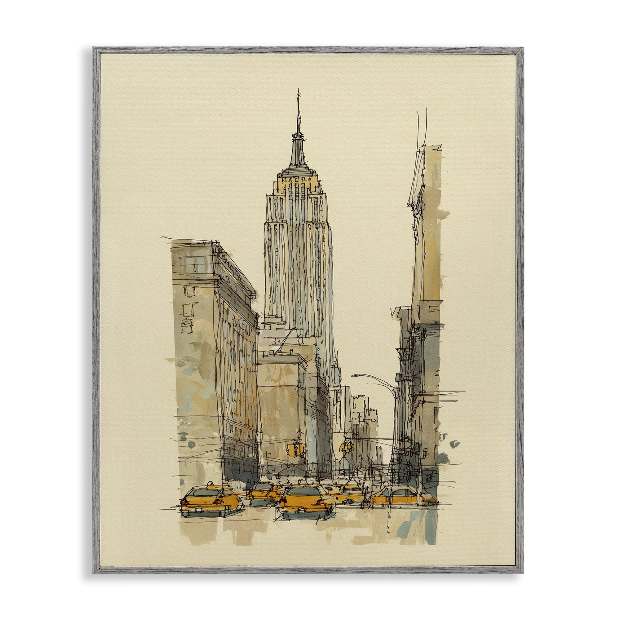 Stupell Industries NY City Lines Contour Gray Framed Giclee Art, design by Svetlana Aleynikova