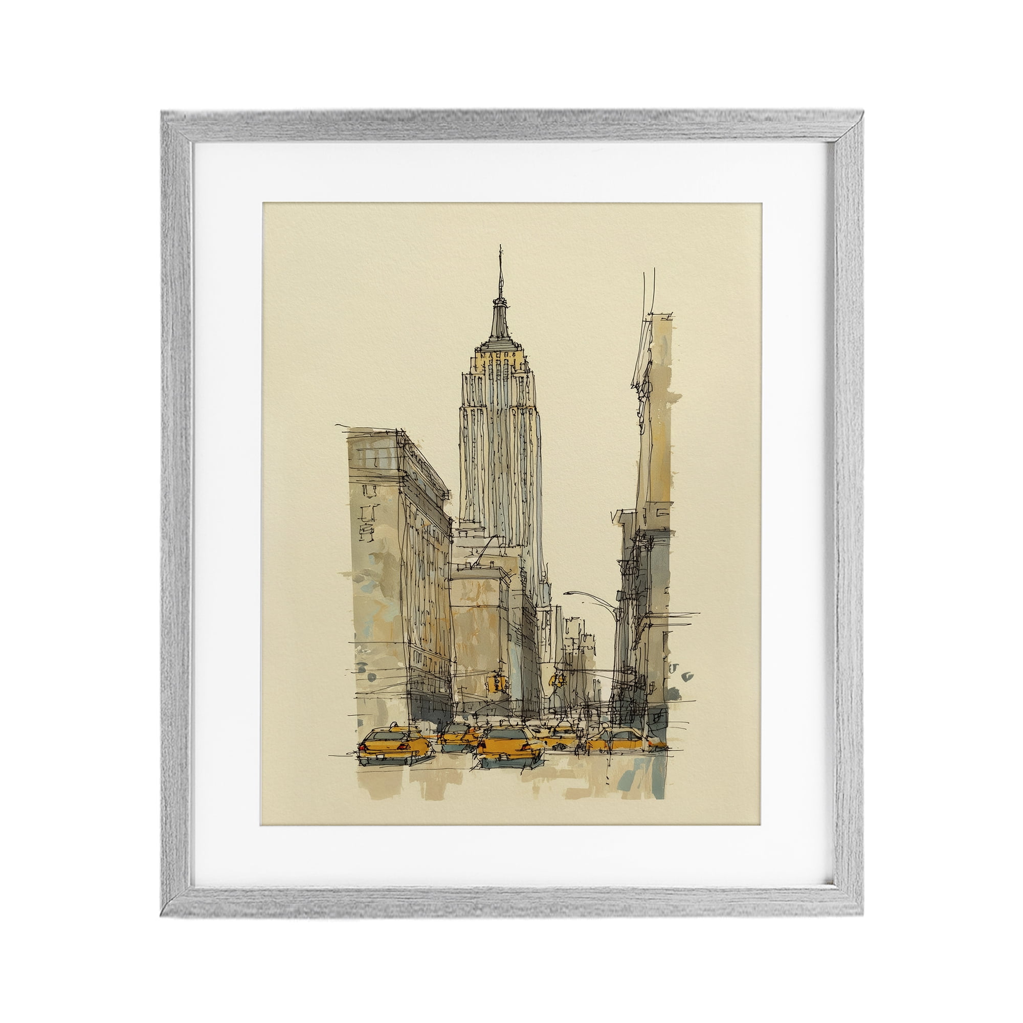 Stupell Industries NY City Lines Contour Gray Framed Print Under Glass, design by Svetlana Aleynikova