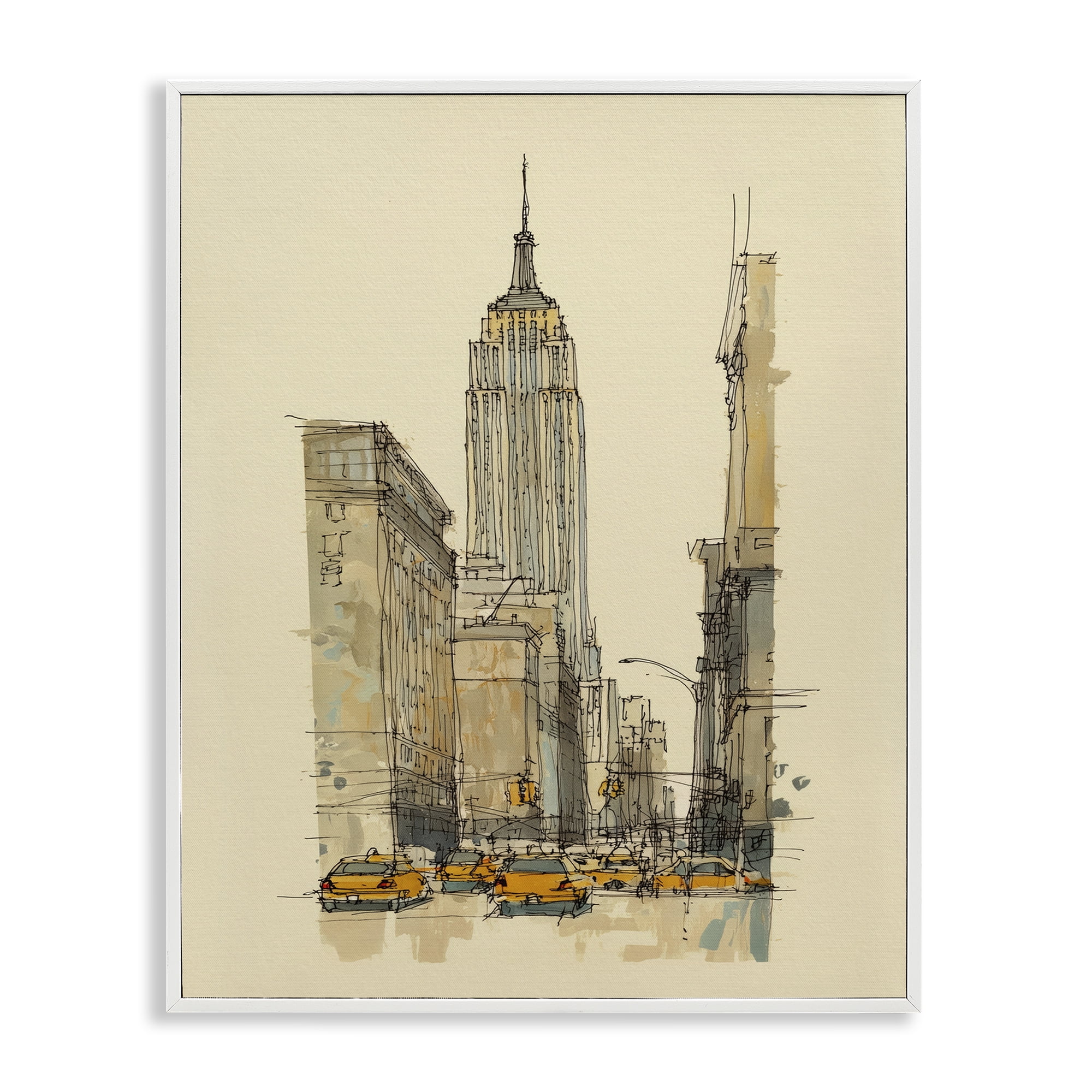 Stupell Industries NY City Lines Contour White Framed Giclee Art, design by Svetlana Aleynikova