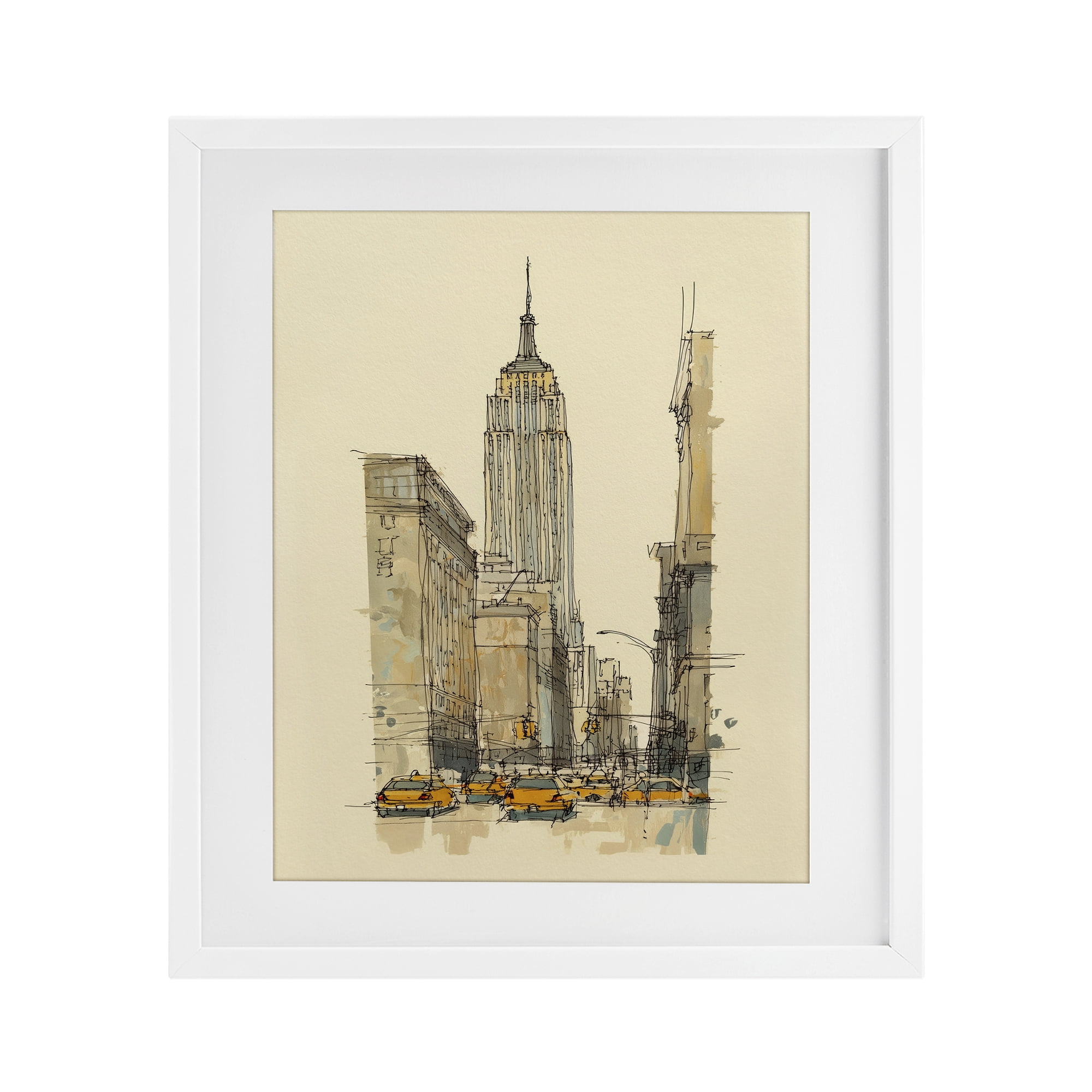 Stupell Industries NY City Lines Contour White Framed Print Under Glass, design by Svetlana Aleynikova