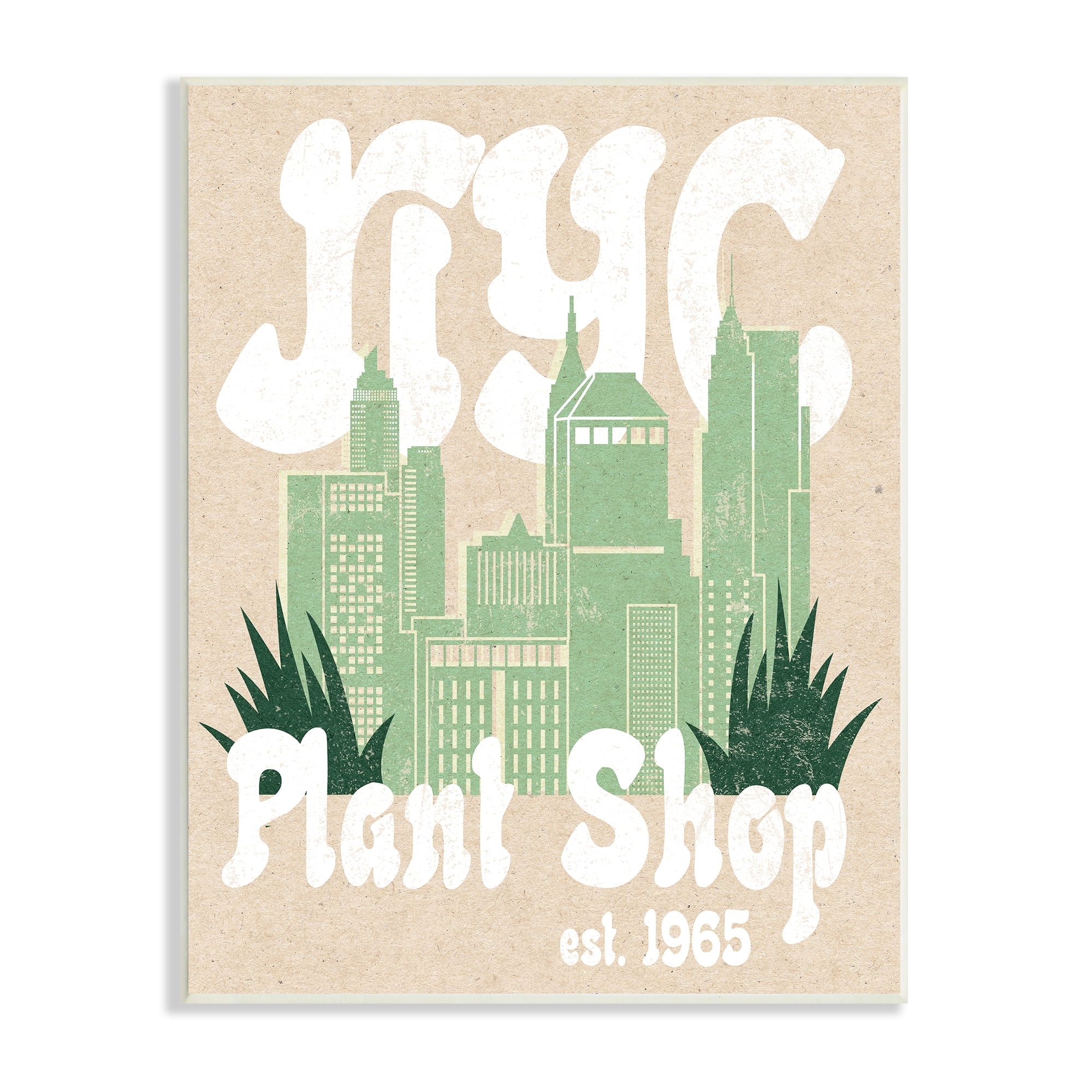 Stupell Industries NYC Plant Shop Est. 1965 Retro Green Skyline, 10 x 15, Design by Daphne Polselli