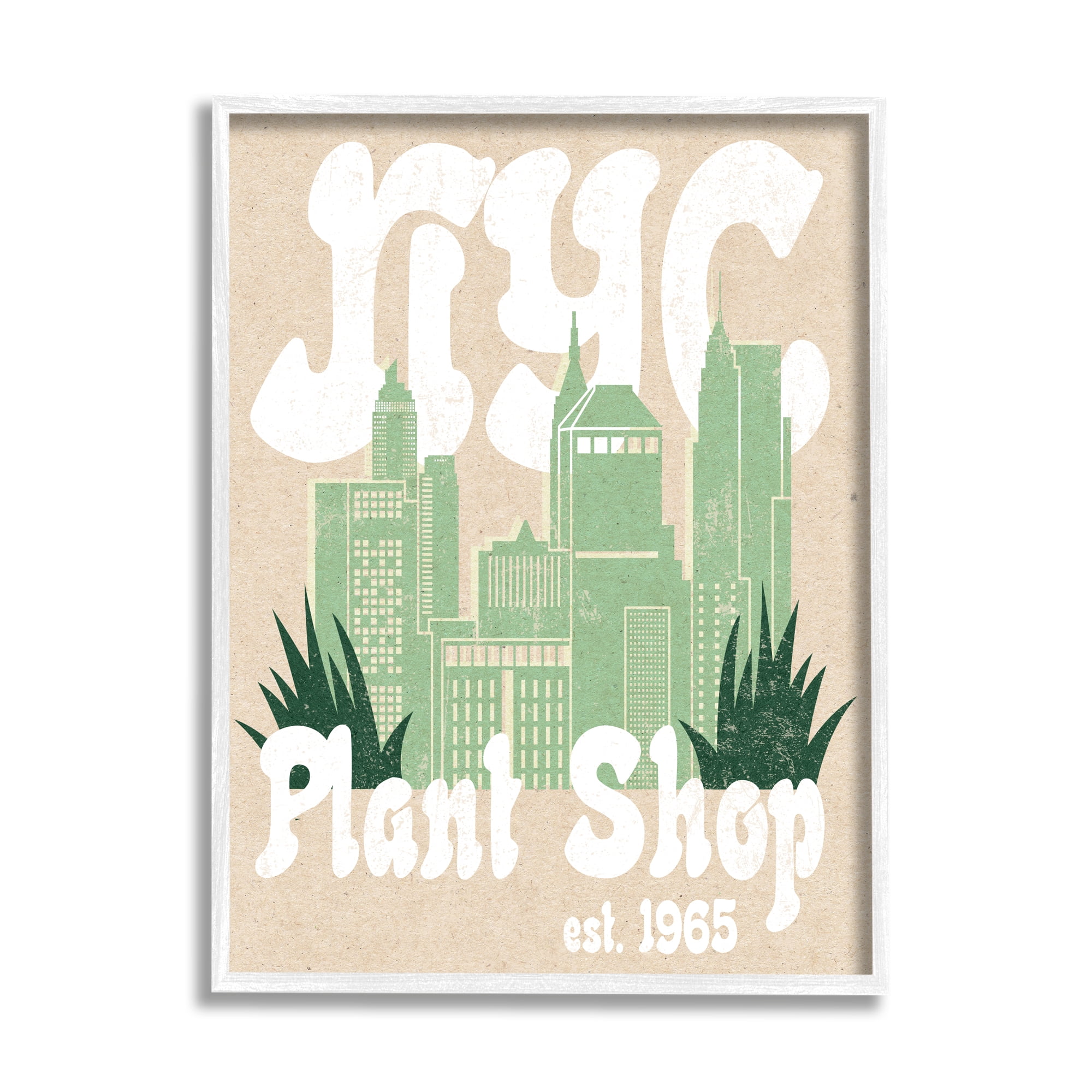 Stupell Industries NYC Plant Shop Est. 1965 Retro Green Skyline, 11 x 14, Design by Daphne Polselli