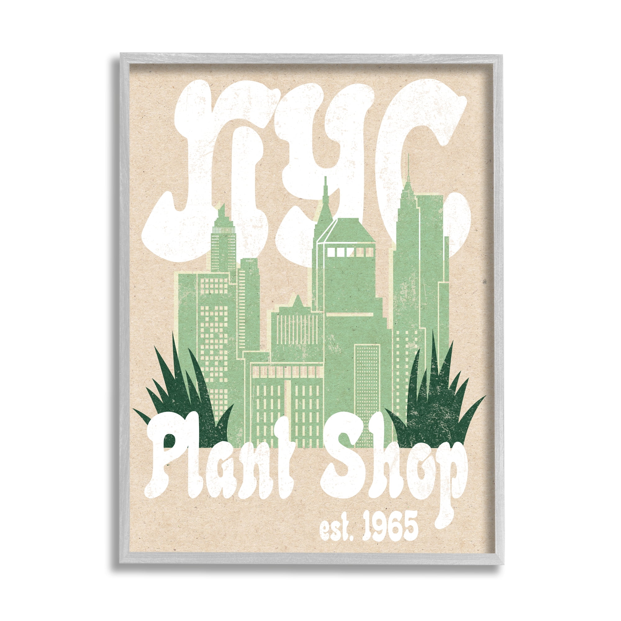 Stupell Industries NYC Plant Shop Est. 1965 Retro Green Skyline, 16 x 20, Design by Daphne Polselli