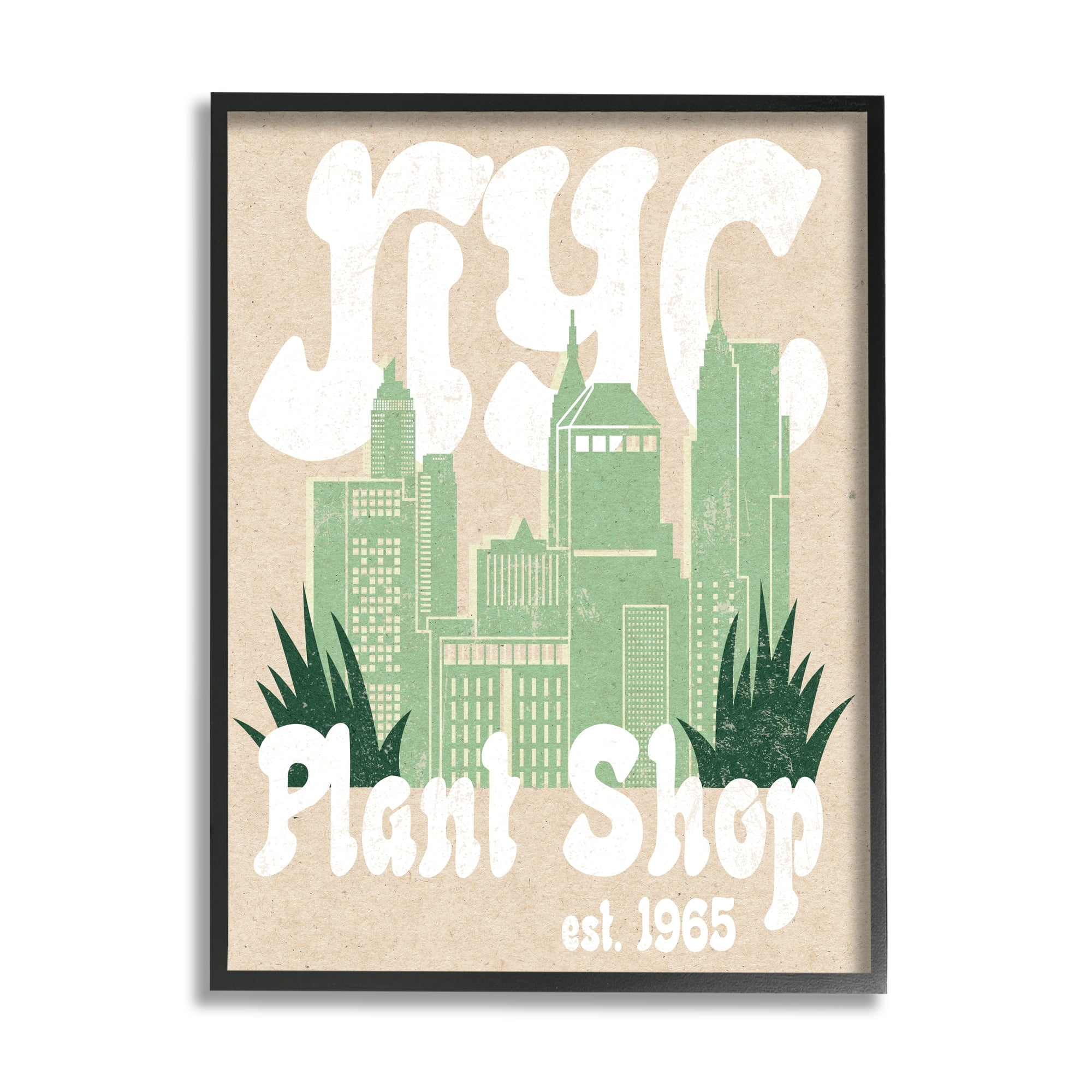 Stupell Industries NYC Plant Shop Est. 1965 Retro Green Skyline, 24 x 30, Design by Daphne Polselli