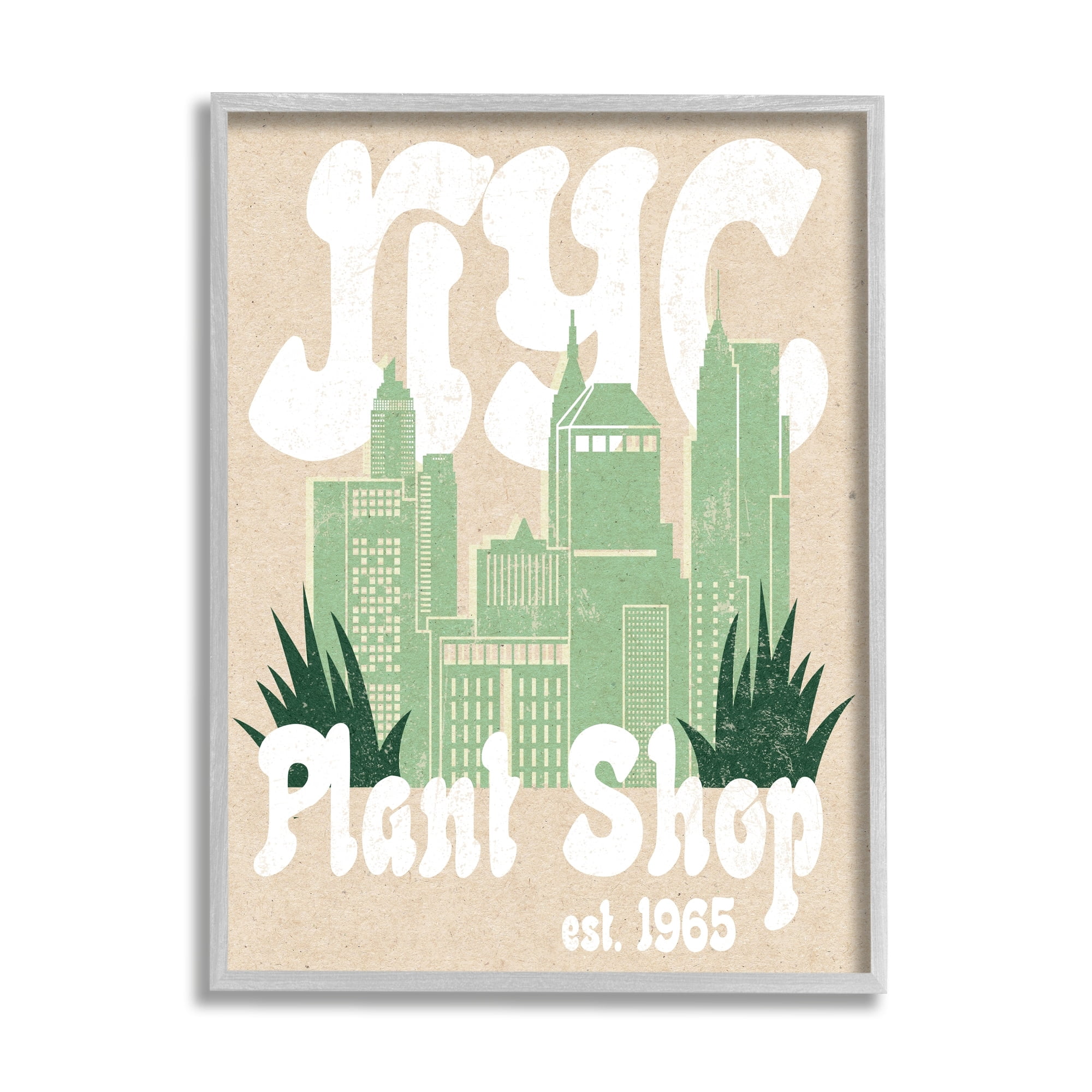 Stupell Industries NYC Plant Shop Est. 1965 Retro Green Skyline, 24 x 30, Design by Daphne Polselli