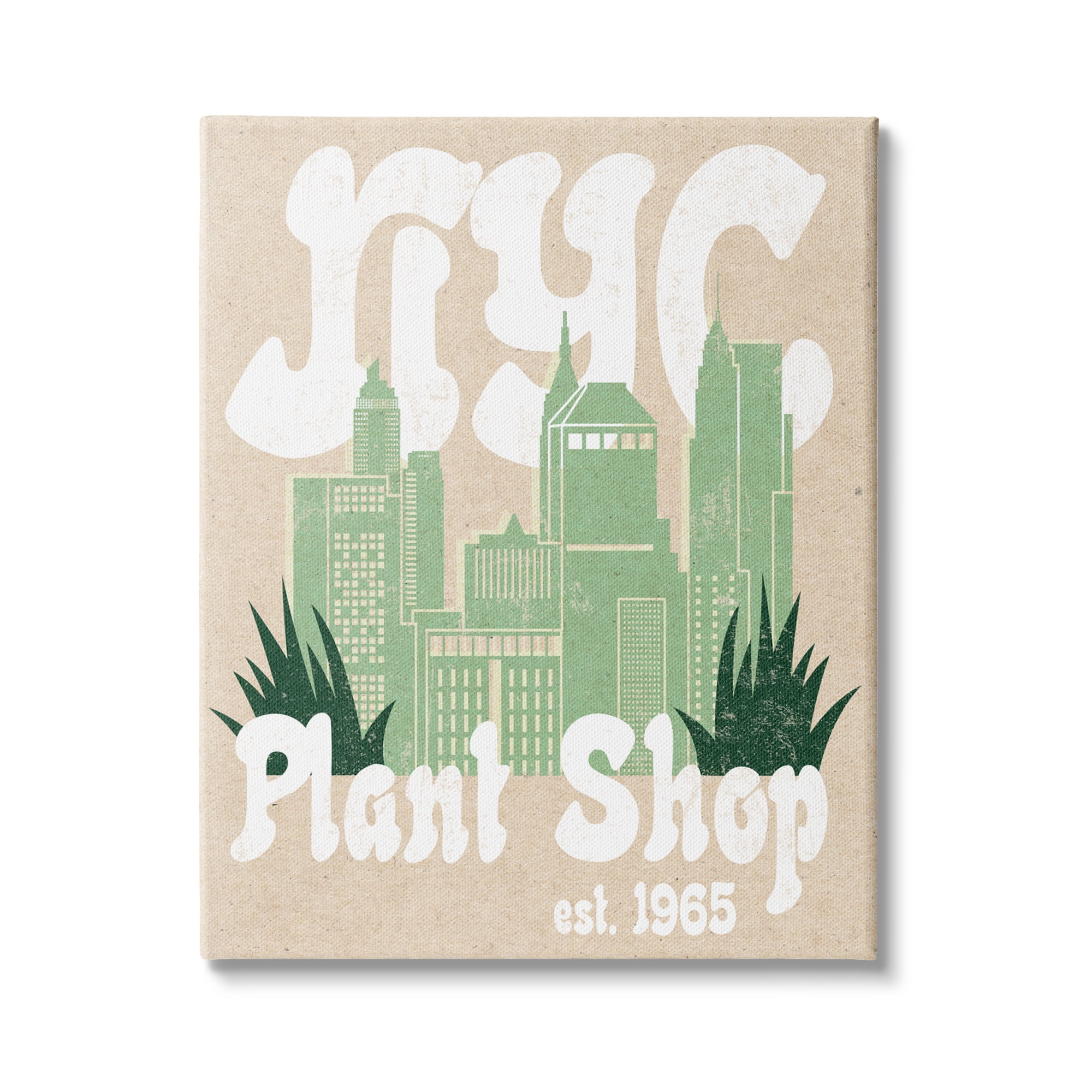 Stupell Industries NYC Plant Shop Est. 1965 Retro Green Skyline, 36 x 48, Design by Daphne Polselli