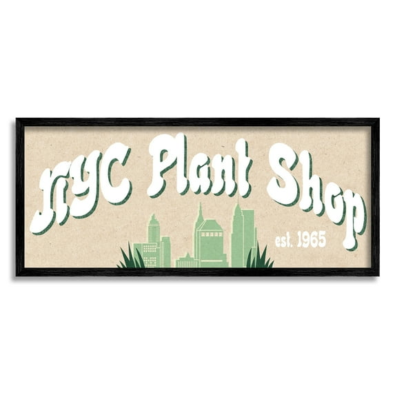 Stupell Industries NYC Plant Shop Green Grass Skyline Est. 1965, 24 x 10, Design by Daphne Polselli