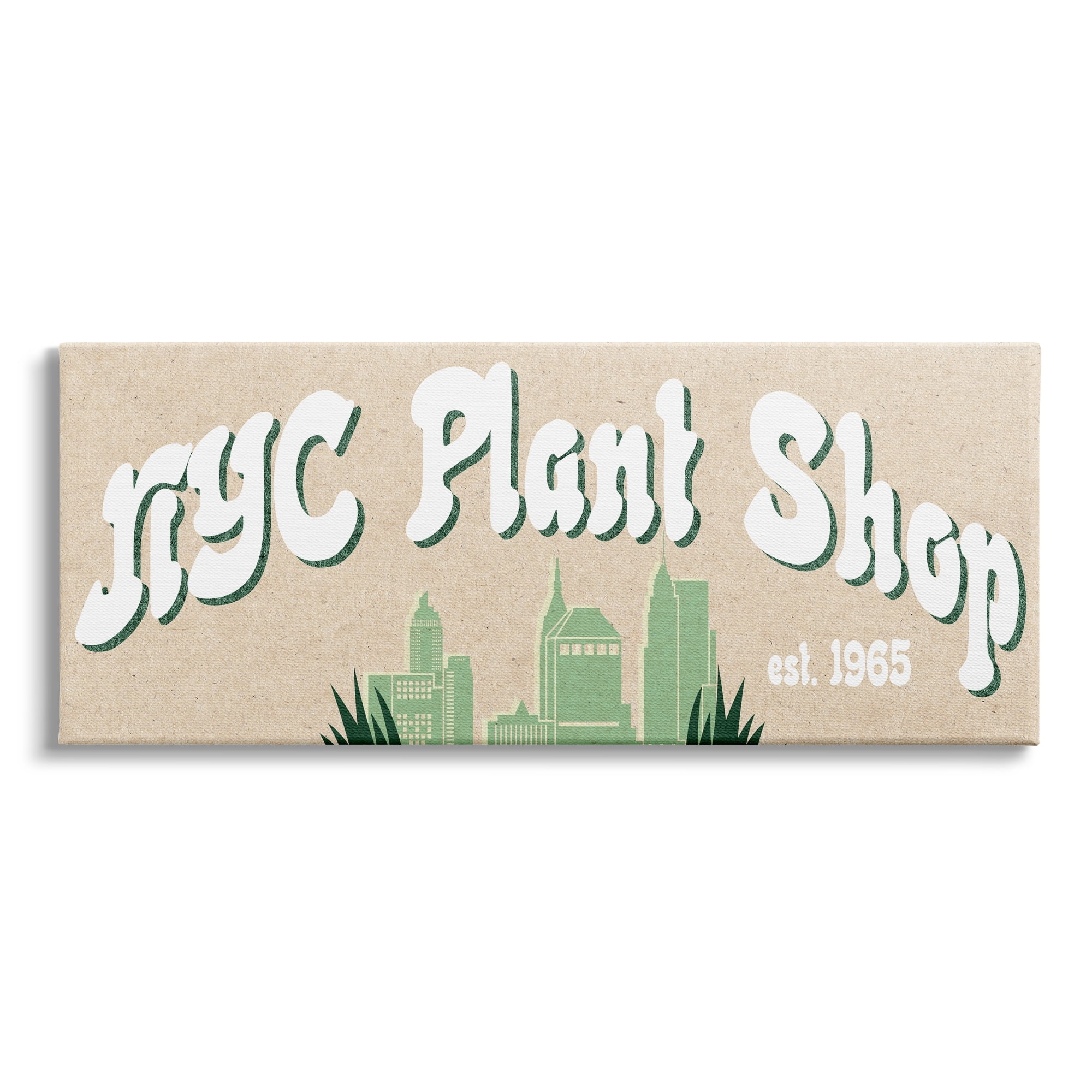 Stupell Industries NYC Plant Shop Green Grass Skyline Est. 1965, 24 x 10, Design by Daphne Polselli