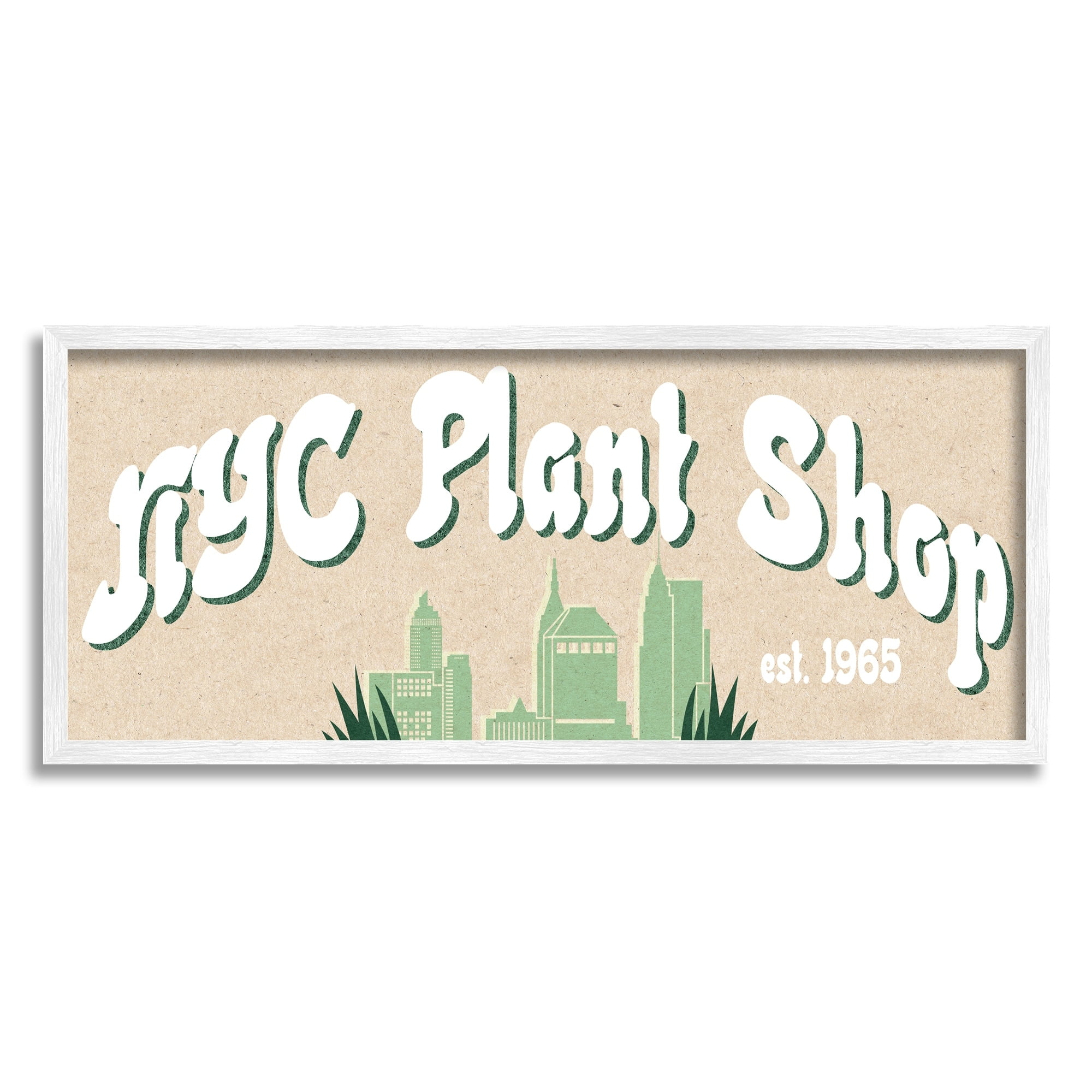 Stupell Industries NYC Plant Shop Green Grass Skyline Est. 1965, 30 x 13, Design by Daphne Polselli