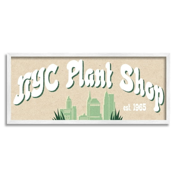 Stupell Industries NYC Plant Shop Green Grass Skyline Est. 1965, 30 x 13, Design by Daphne Polselli