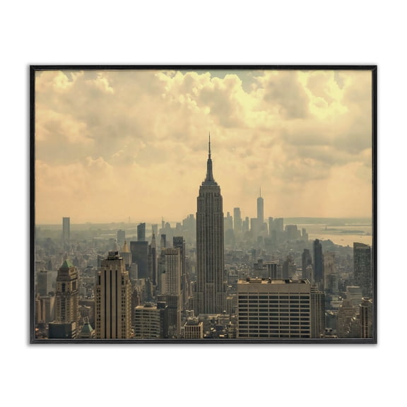 Stupell Industries NYC Skyline with Clouds Black Framed Giclee Art design by LSR Creative Studio, 11 x 14