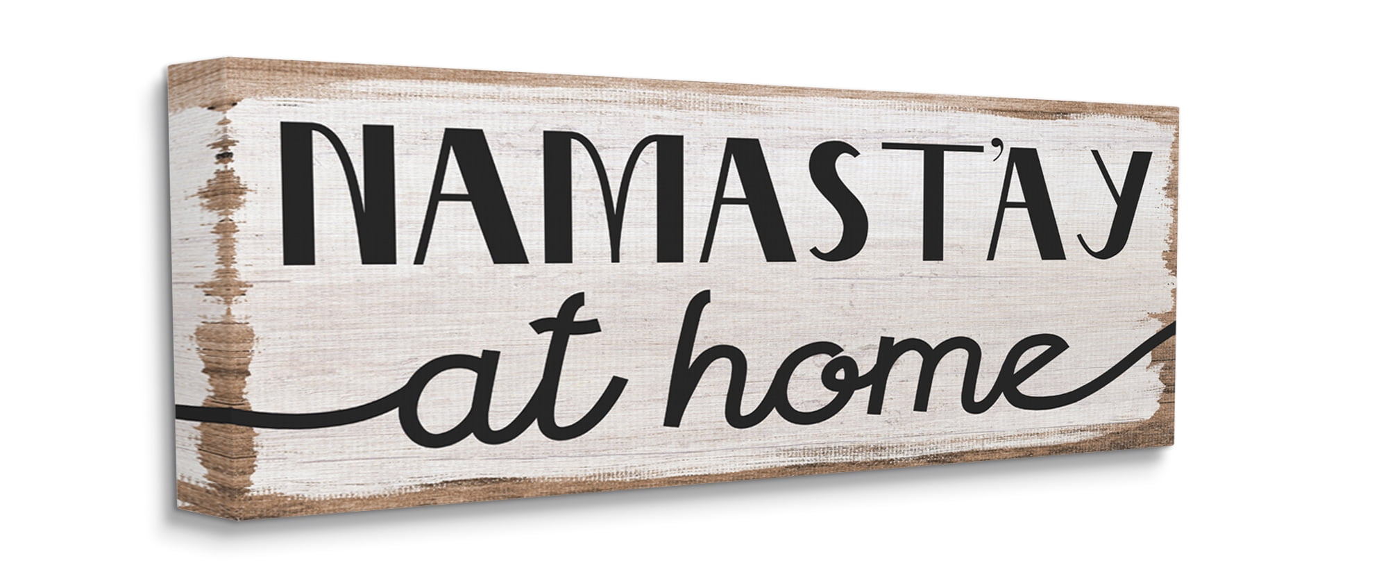 Stupell Industries Namastay At Home Phrase Rustic Self-Care Pun Canvas Wall Art, 20 x 48, Design by Daphne Polselli