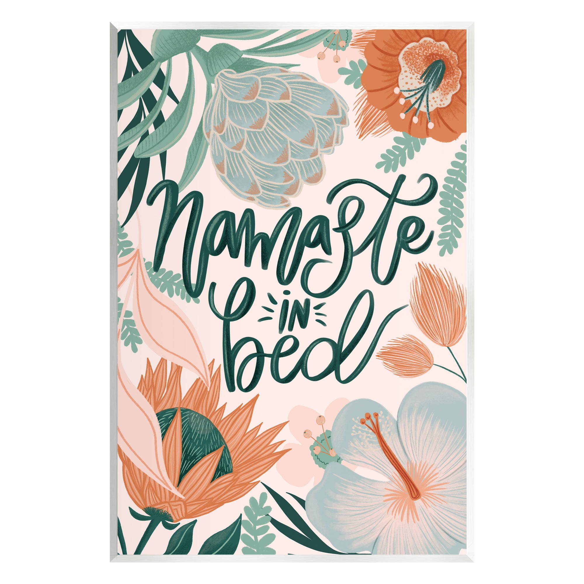 Stupell Industries Namaste In Bed Floral Botanical & Floral Painting Unframed Art Print Wall Art, 13 x 19