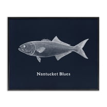 Stupell Industries Nantucket Blues Fish Animals Painting Black Framed Art Print Wall Art, 14 x 11