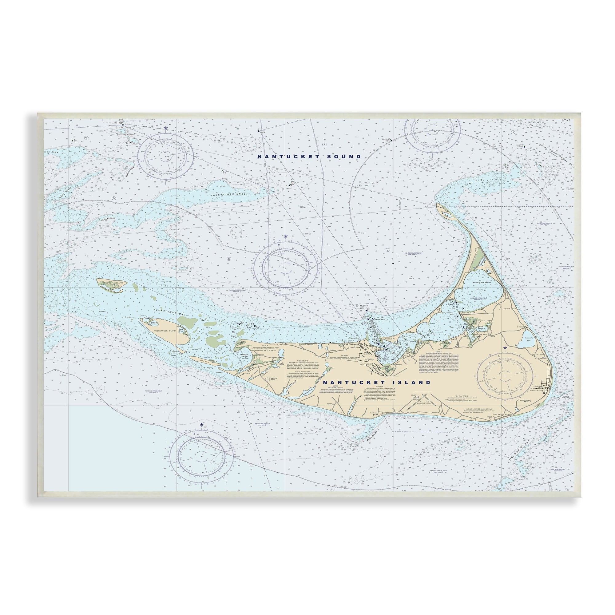 Stupell Industries Nantucket Island Coastal Massachusetts Traditional Nautical Map, 13 x 19, Designed by Daphne Polselli