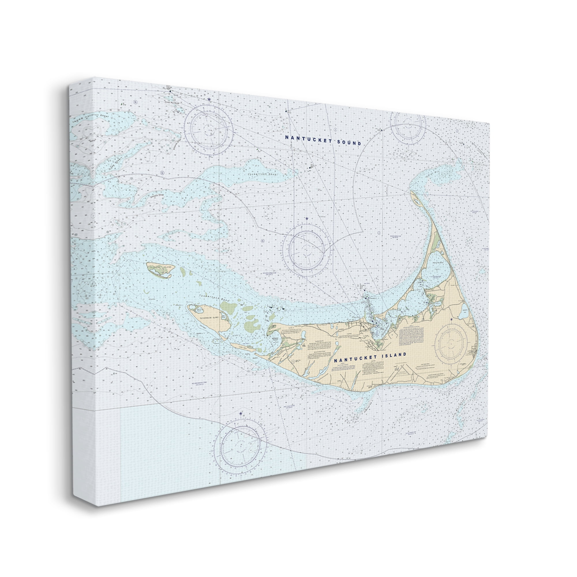 Stupell Industries Nantucket Island Coastal Massachusetts Traditional Nautical Map, 24 x 30, Designed by Daphne Polselli