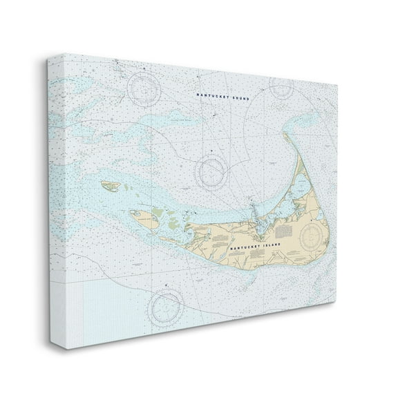 Stupell Industries Nantucket Island Coastal Massachusetts Traditional Nautical Map, 36 x 48, Designed by Daphne Polselli