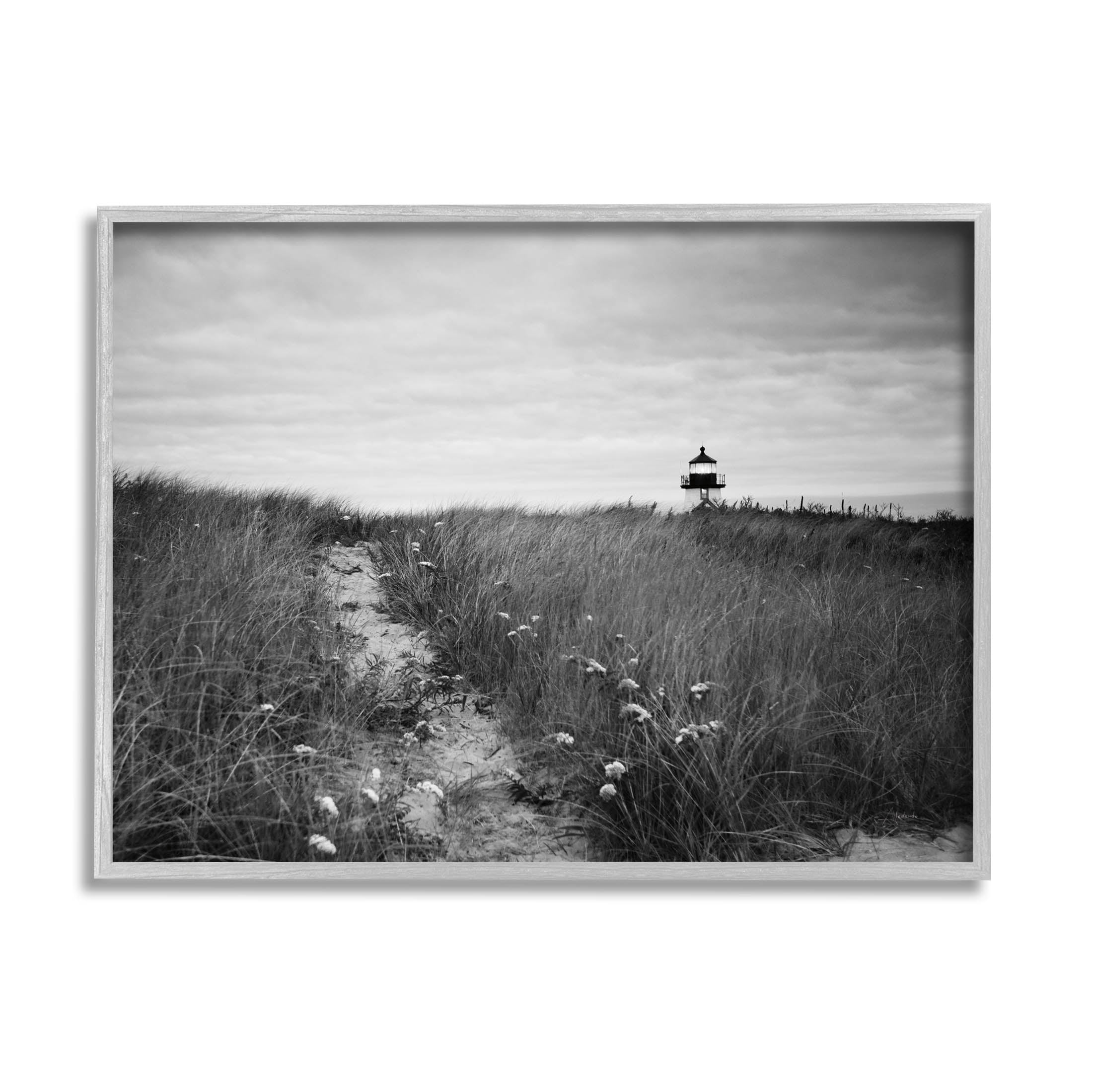 Stupell Industries Nantucket Light Distant Lighthouse Photograph Gray Framed Art Print Wall Art, Design by Aledanda