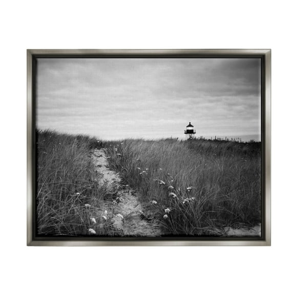 Stupell Industries Nantucket Light Distant Lighthouse Photograph Luster Gray Floating Framed Canvas Print Wall Art, Design by Aledanda