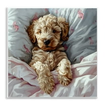 Stupell Industries Nap Time Cuddling Labradoodle Animals Painting Unframed Art Print Wall Art, 12 x 12
