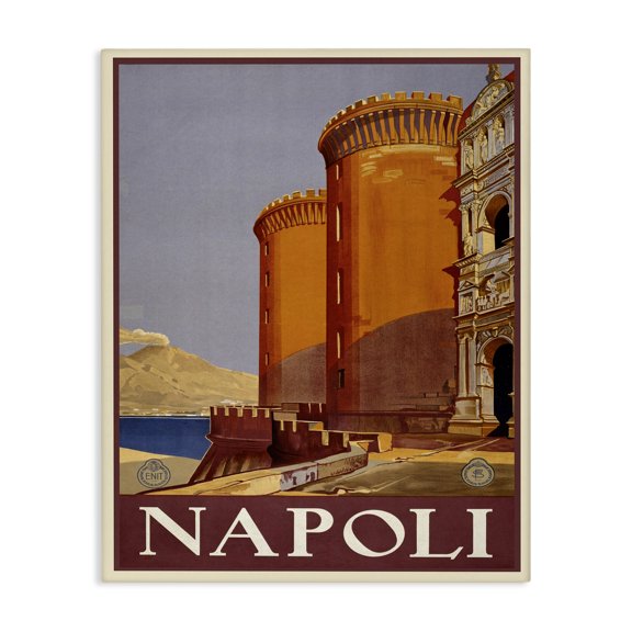Stupell Industries Napoli Vintage Travel Architecture Painting Wrapped Canvas Canvas Art Print Wall Art, 36 x 48