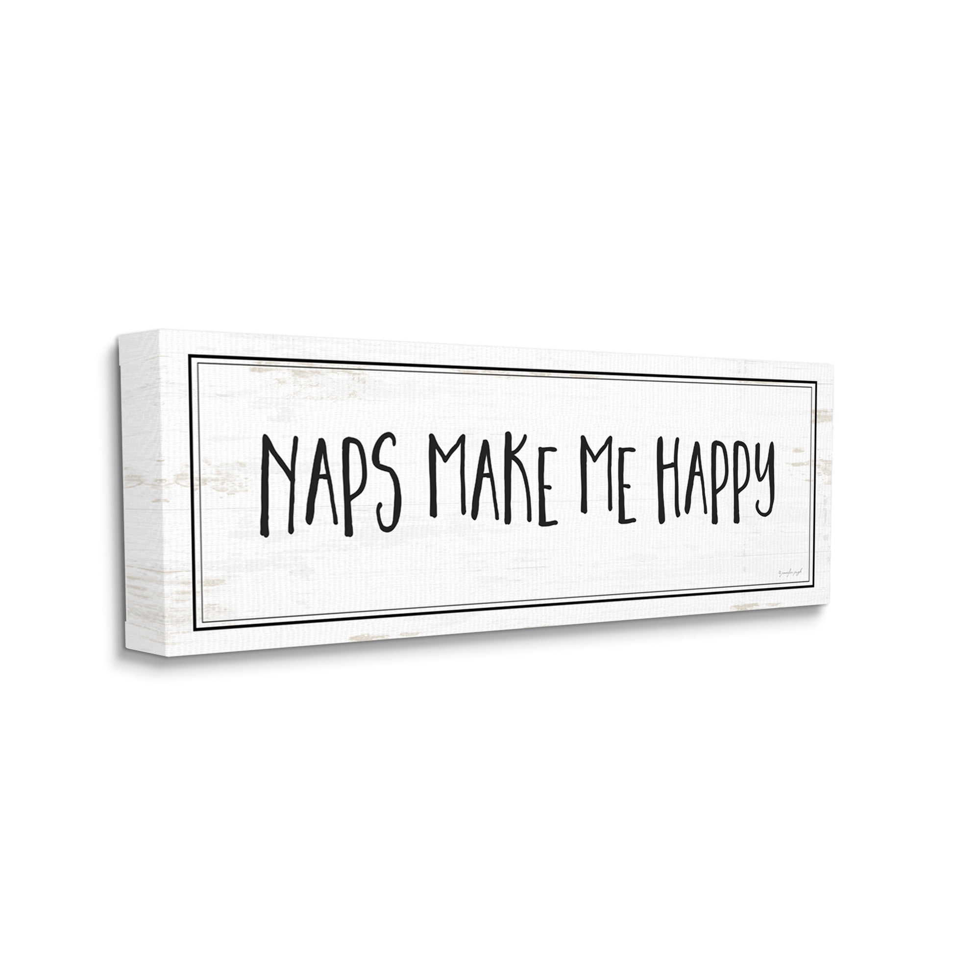 Stupell Industries Naps Make Me Happy Phrase Distressed Plank Pattern, 10 x 24, Designed by Jennifer Pugh