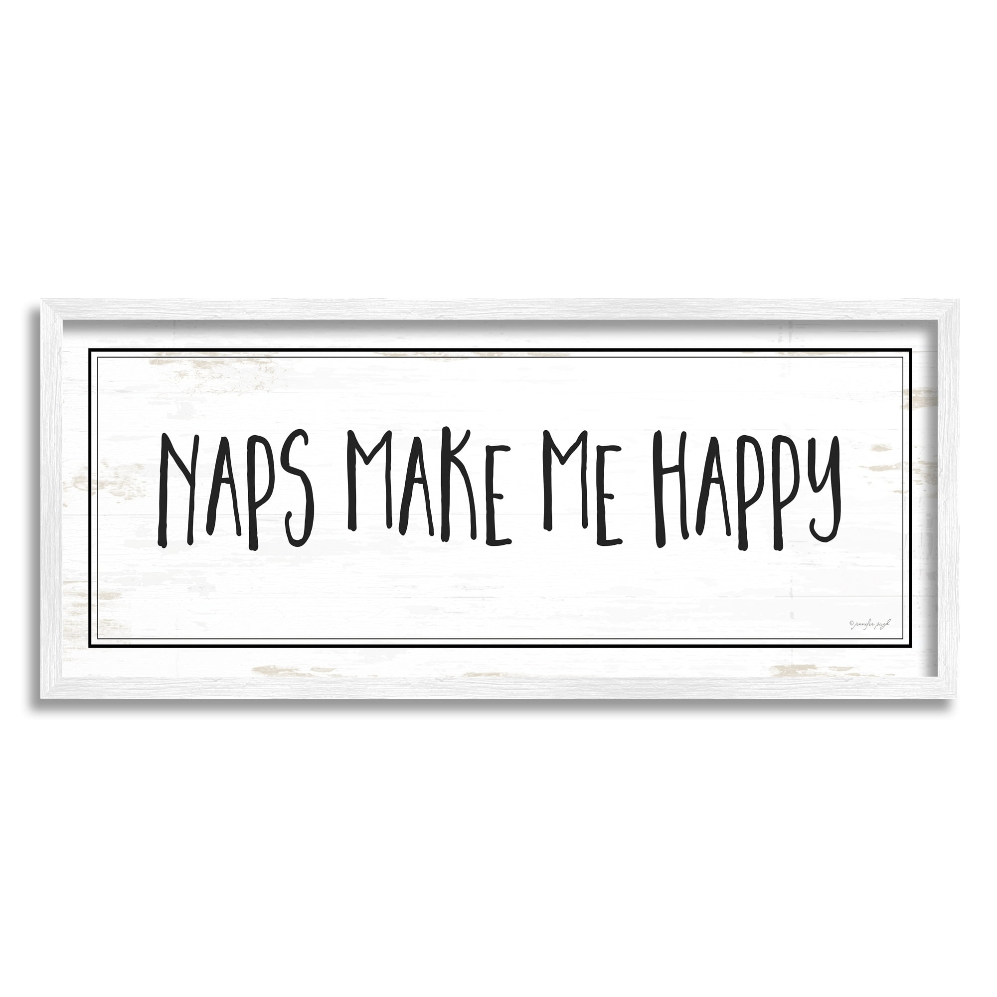 Stupell Industries Naps Make Me Happy Phrase Distressed Plank Pattern, 13 x 30, Designed by Jennifer Pugh