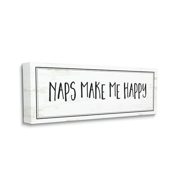Stupell Industries Naps Make Me Happy Phrase Distressed Plank Pattern, 13 x 30, Designed by Jennifer Pugh