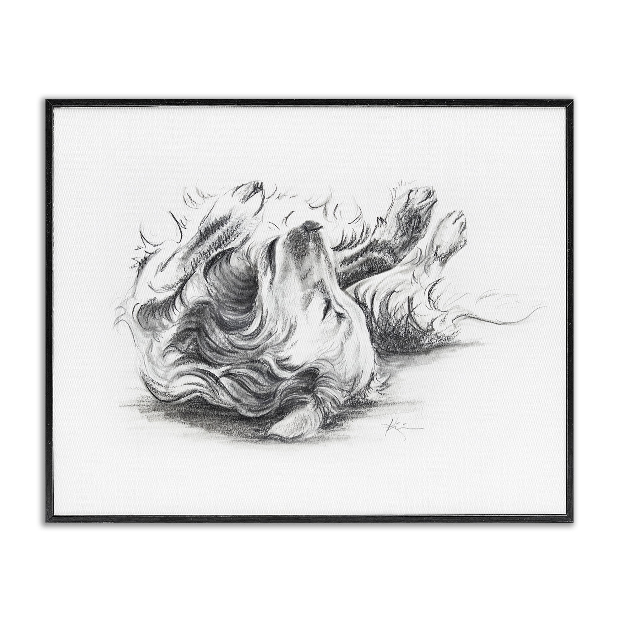 Stupell Industries Naptime Dog Drawing Animals Drawing Black Framed Art Print Wall Art, 20 x 16