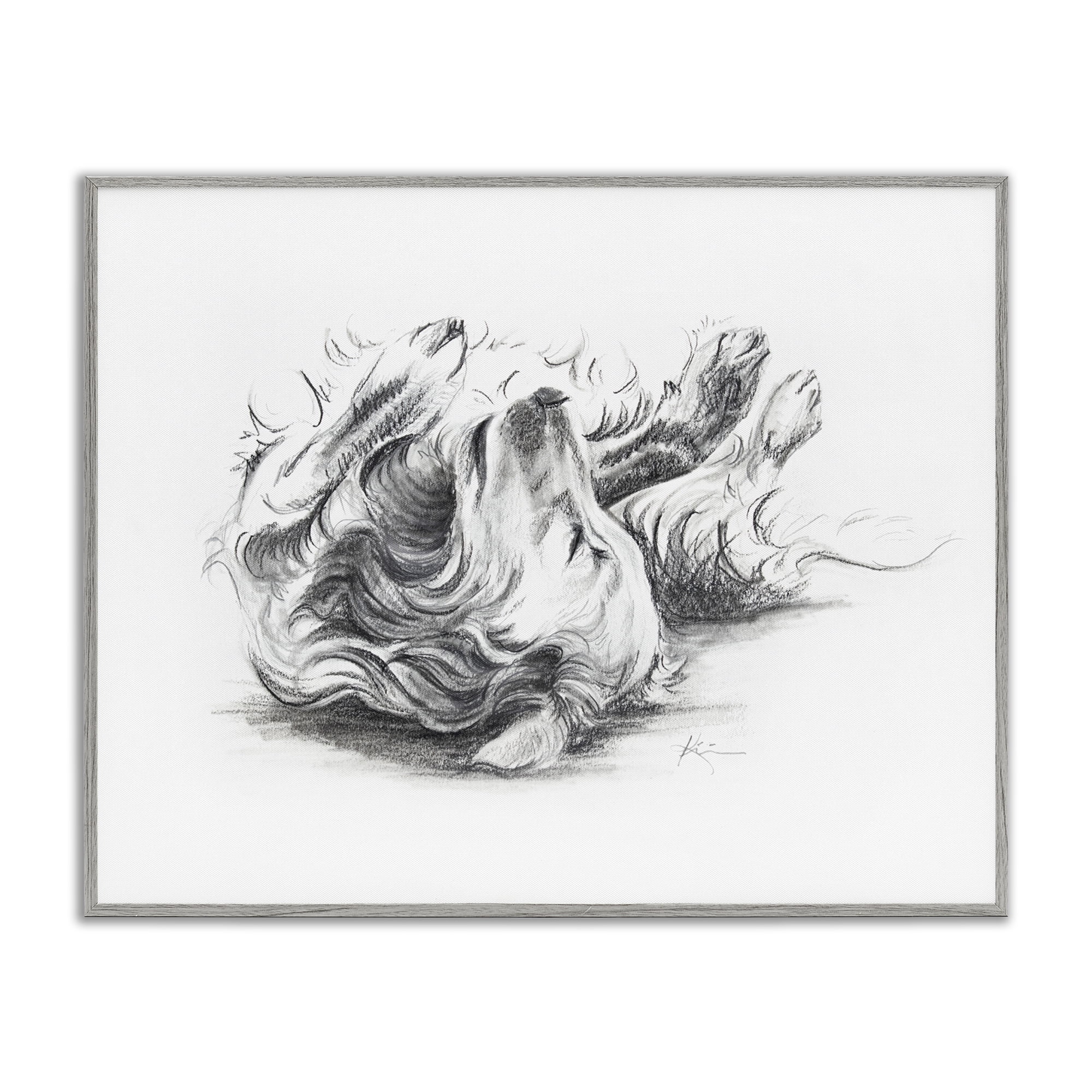Stupell Industries Naptime Dog Drawing Animals Drawing Gray Framed Art Print Wall Art, 20 x 16