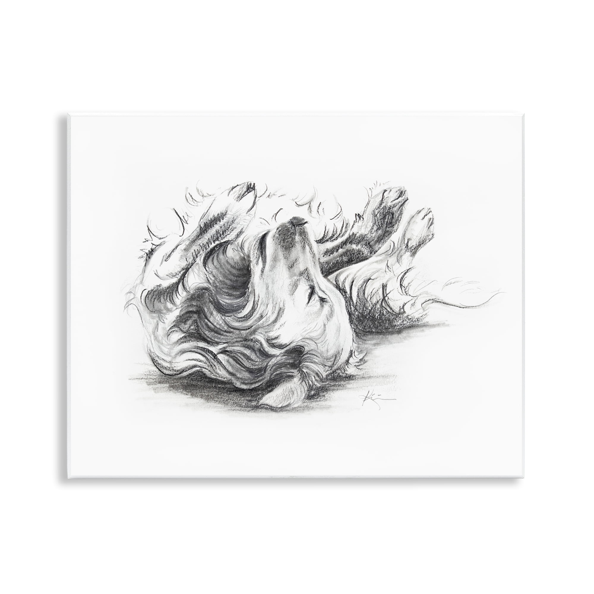 Stupell Industries Naptime Dog Drawing Animals Drawing Unframed Art Print Wall Art, 14 x 11