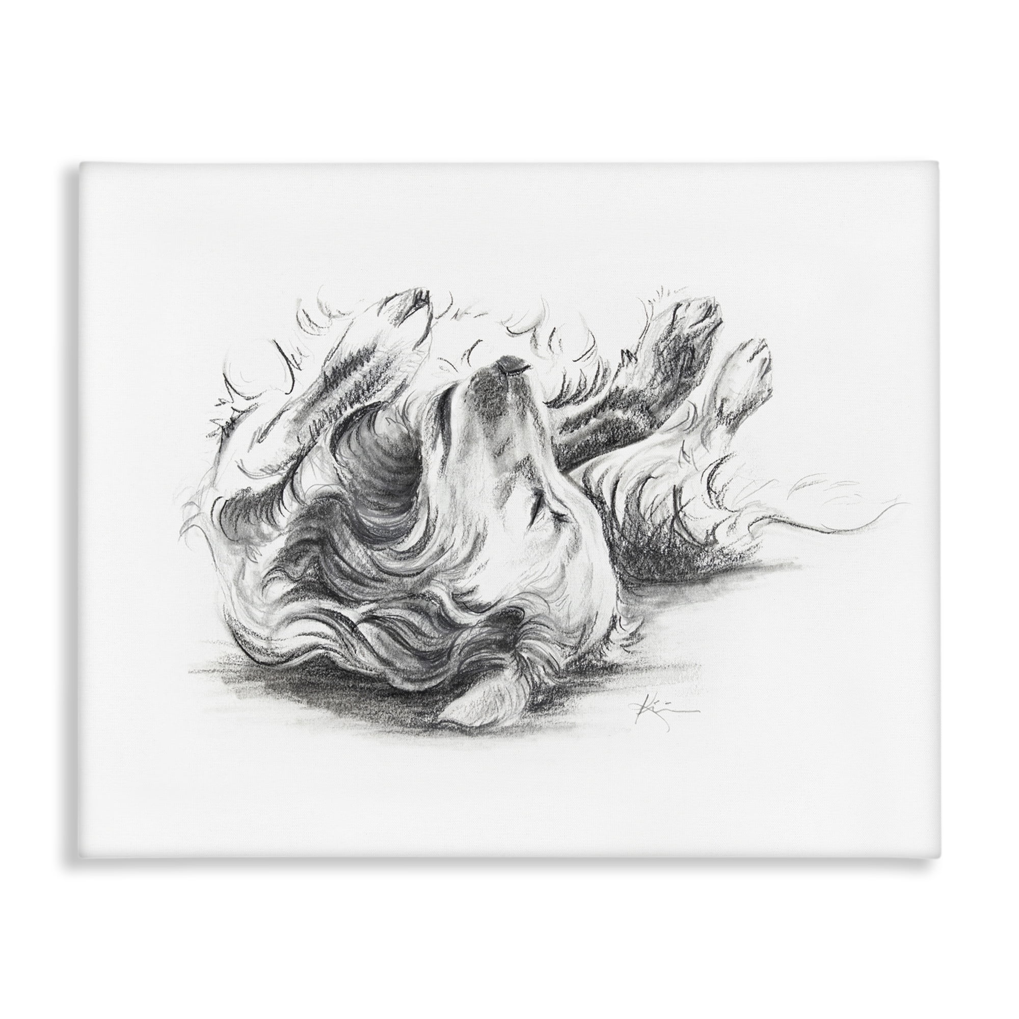 Stupell Industries Naptime Dog Drawing Animals Drawing Wrapped Canvas Art Print Wall Art, 40 x 30