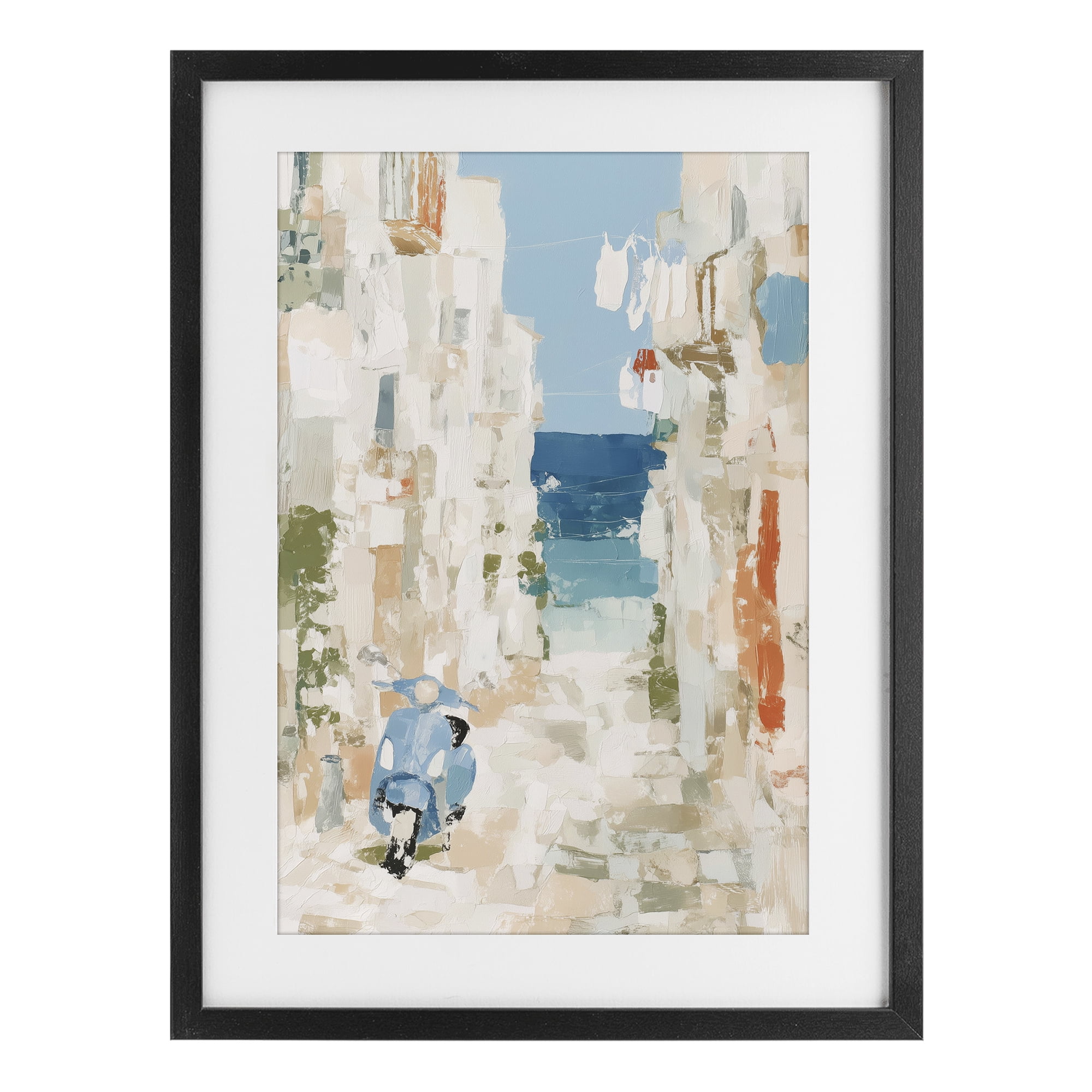 Stupell Industries Narrow Alley with Vespa Black Framed Print Under Glass, design by Chromatic Storm Studio