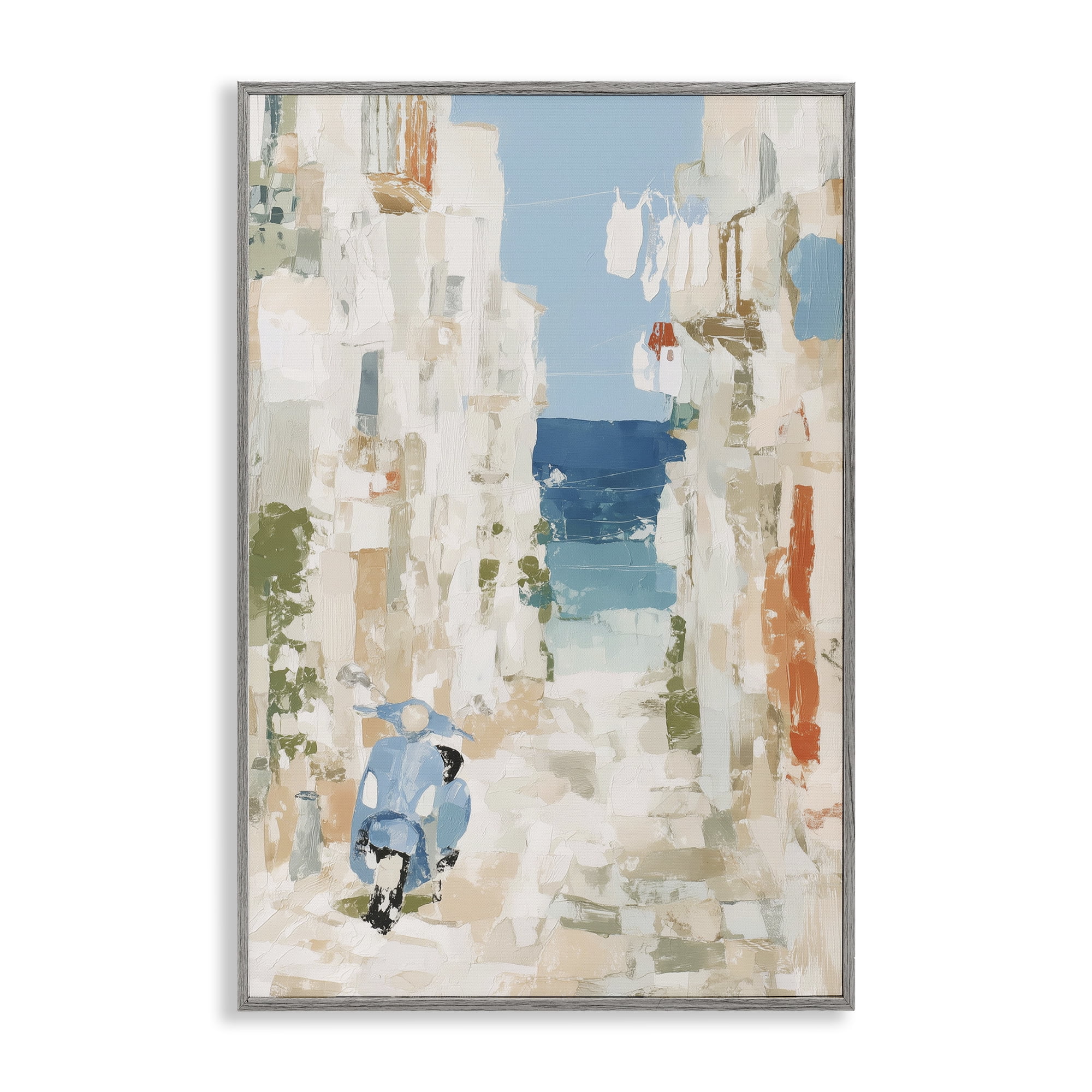 Stupell Industries Narrow Alley with Vespa Gray Framed Giclee Art, design by Chromatic Storm Studio