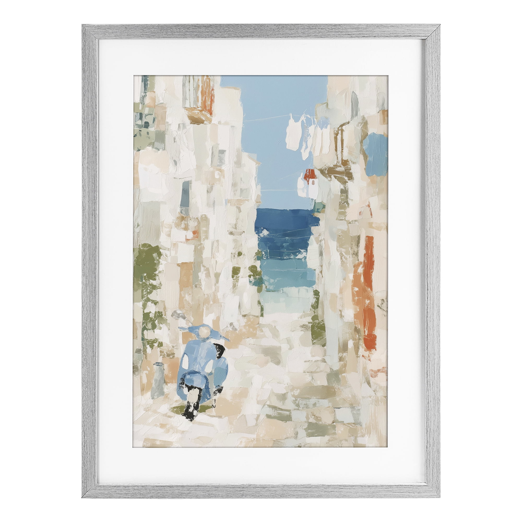 Stupell Industries Narrow Alley with Vespa Gray Framed Print Under Glass, design by Chromatic Storm Studio
