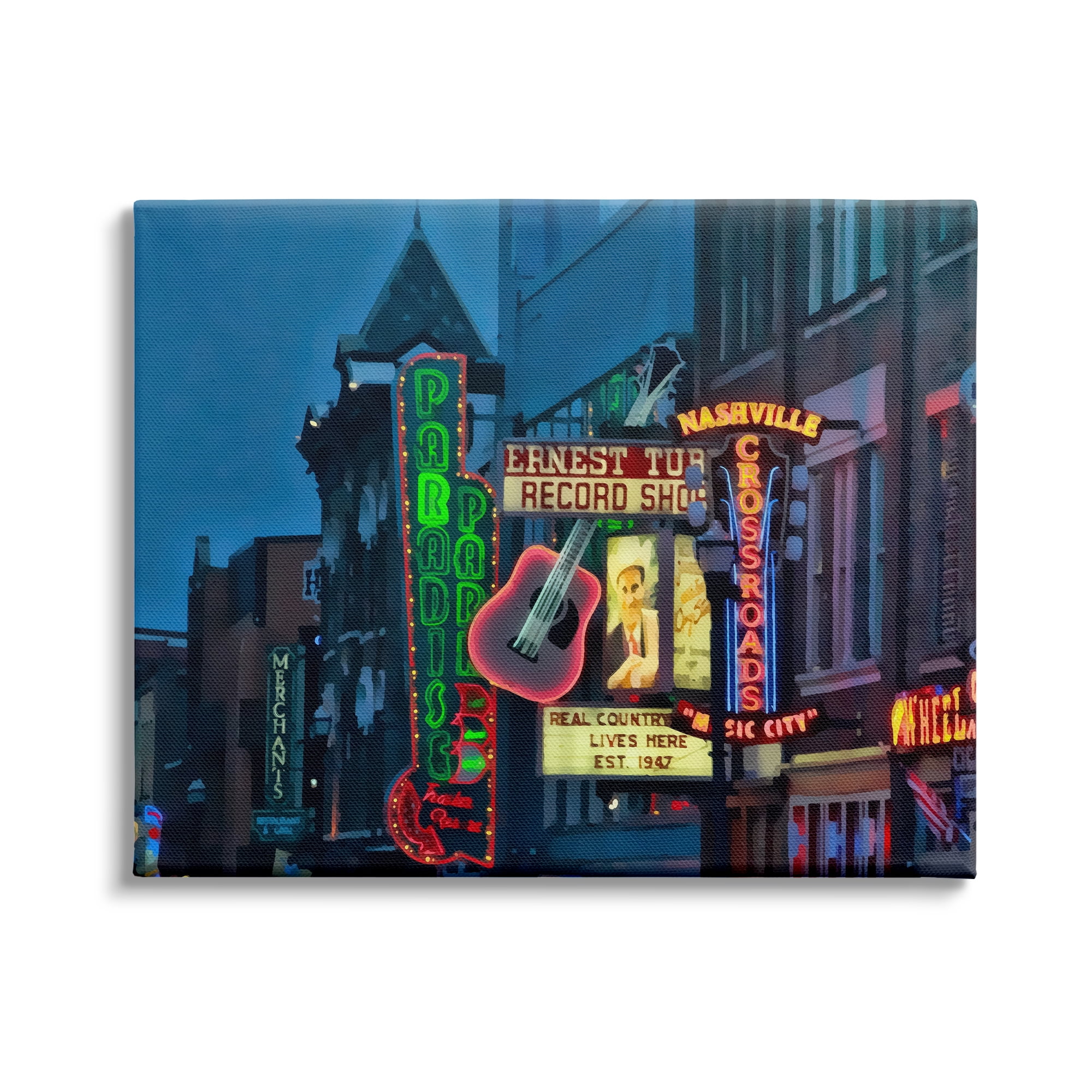 Stupell Industries Nashville Music Night Scene Southern Urban Architecture, 48 x 36,Design by Daniel Sproul