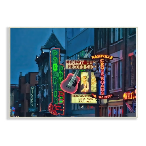 Stupell Industries Nashville Music Night Scene Southern Urban Architecture Paintings Unframed Art Print Wall Art, 15x10, by Daniel Sproul