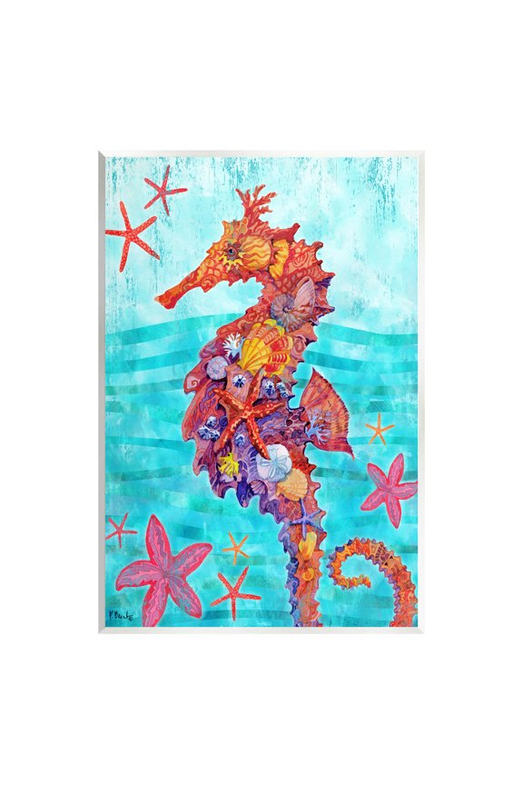 Industries Nassau Seahorse Aquatic Shell Collage Graphic Art Unframed Art Print Wall Art, Design by Paul Brent