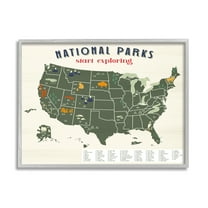 Stupell Industries National Parks Map with Numbered Key United States, 11 x 14, Design by Daphne Polselli