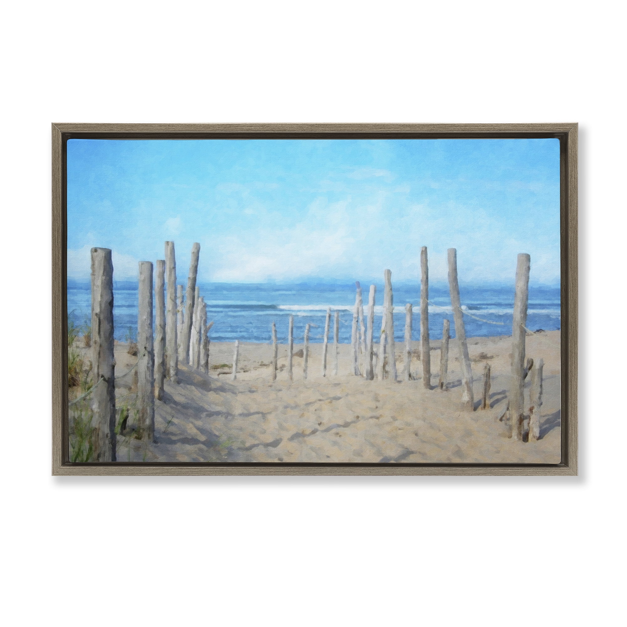 Stupell Industries National Seashore Vista Brown Framed Floater Canvas Wall Art, design by Grotto Studios
